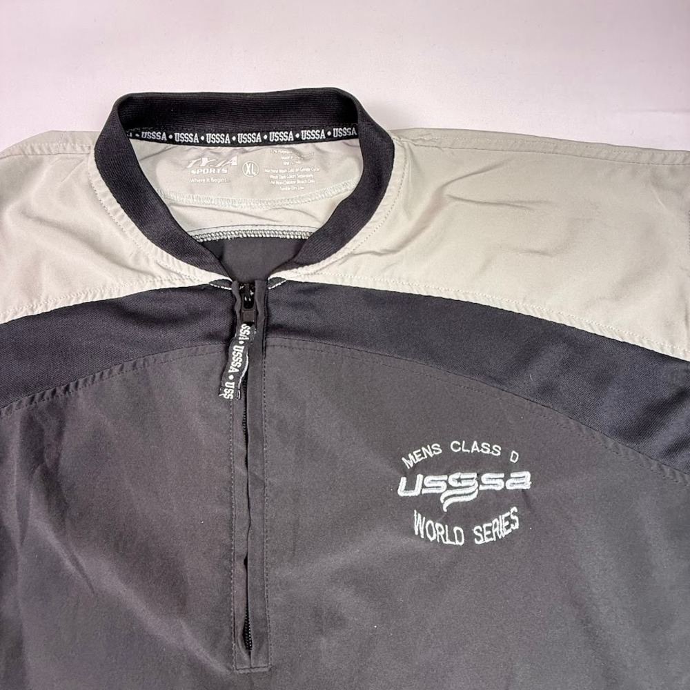 TYJA Sports USSSA World Series Mens XL Quarter Zip Pullover Grey Charcoal Logo
